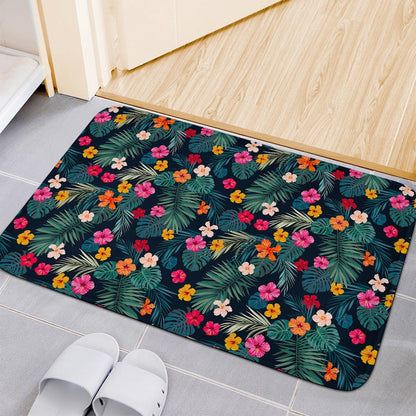 Tropical Flowers Hawaii Pattern Print Indoor Door Mat
