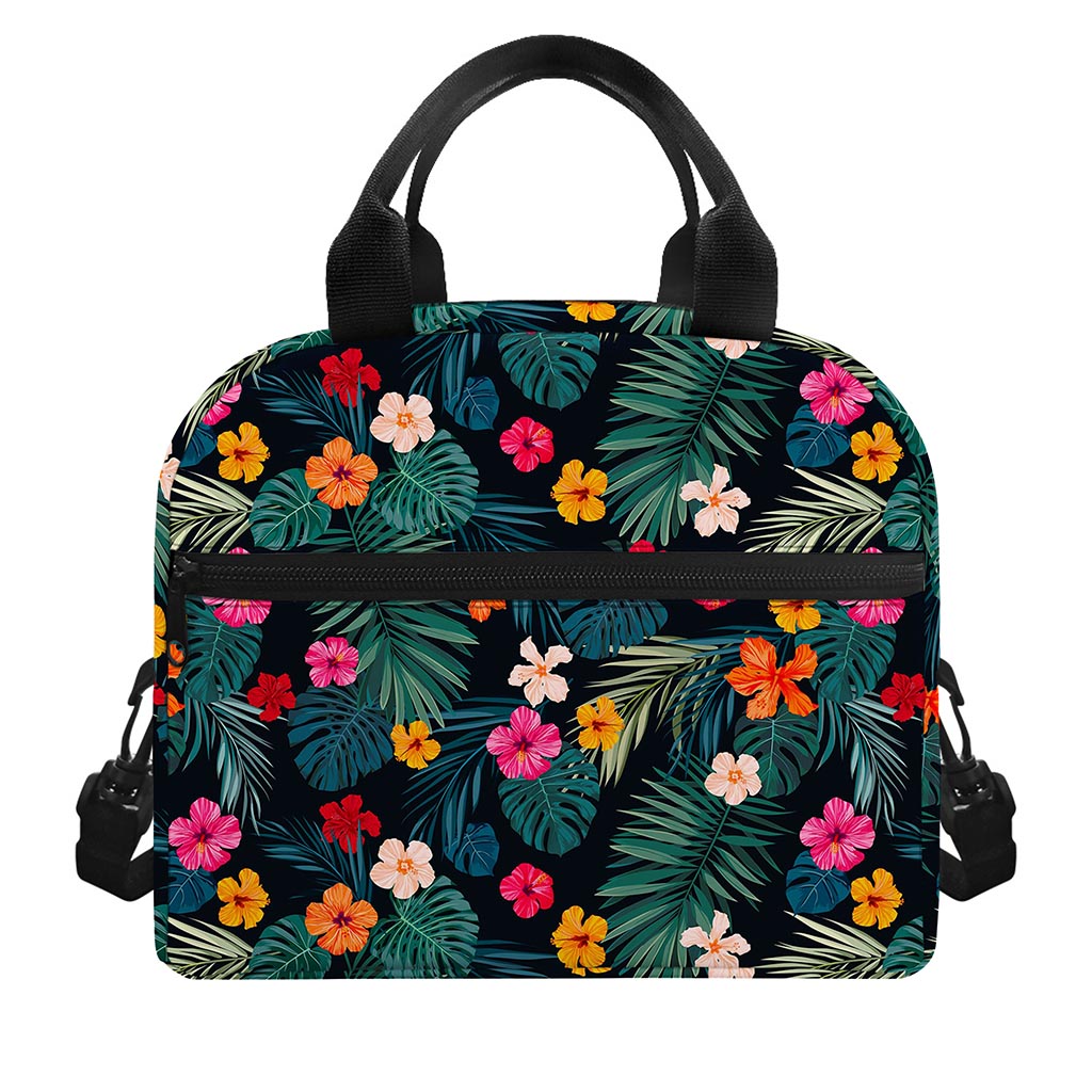 Tropical Flowers Hawaii Pattern Print Insulated Lunch Bag