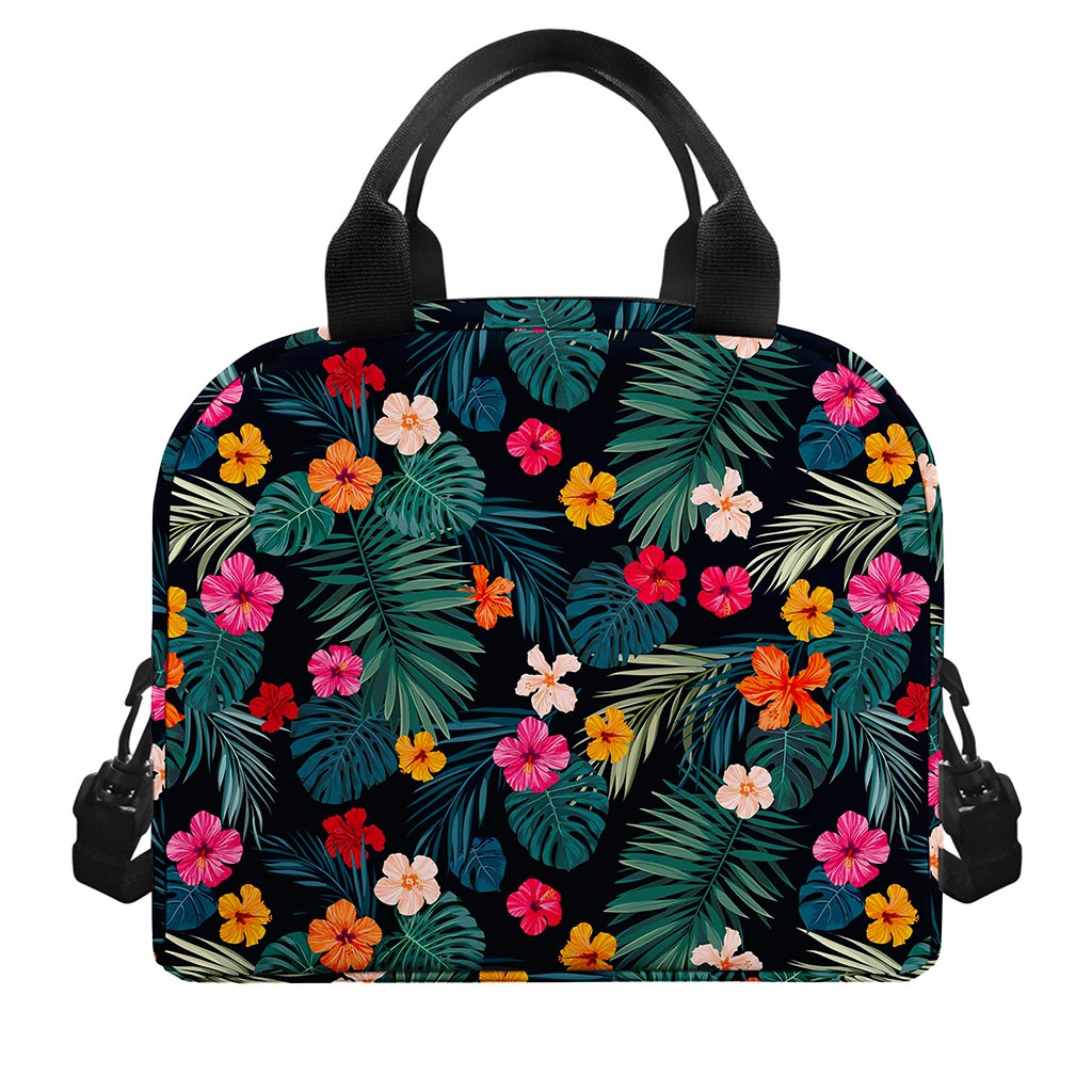 Tropical Flowers Hawaii Pattern Print Insulated Lunch Bag