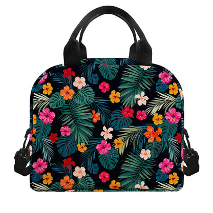 Tropical Flowers Hawaii Pattern Print Insulated Lunch Bag