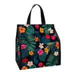 Tropical Flowers Hawaii Pattern Print Insulated Lunch Tote
