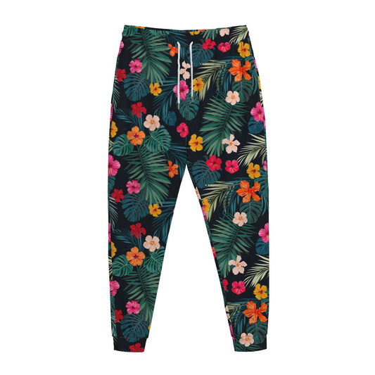 Tropical Flowers Hawaii Pattern Print Jogger Pants