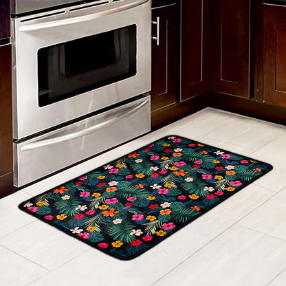 Tropical Flowers Hawaii Pattern Print Kitchen Mat