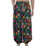 Tropical Flowers Hawaii Pattern Print Lantern Pants