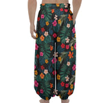 Tropical Flowers Hawaii Pattern Print Lantern Pants
