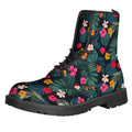Tropical Flowers Hawaii Pattern Print Lace-Up Boots
