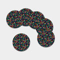 Tropical Flowers Hawaii Pattern Print Leather Coaster Set
