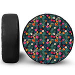 Tropical Flowers Hawaii Pattern Print Leather Spare Tire Cover