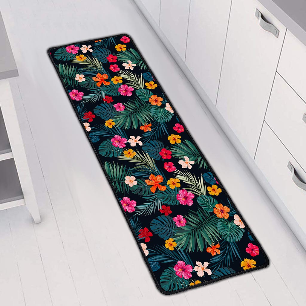 Tropical Flowers Hawaii Pattern Print Long Kitchen Mat