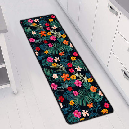 Tropical Flowers Hawaii Pattern Print Long Kitchen Mat