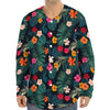 Tropical Flowers Hawaii Pattern Print Long Sleeve Baseball Jersey