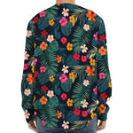 Tropical Flowers Hawaii Pattern Print Long Sleeve Baseball Jersey