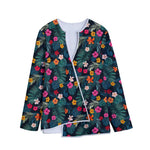 Tropical Flowers Hawaii Pattern Print Long Sleeve Short Coat