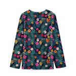 Tropical Flowers Hawaii Pattern Print Long Sleeve Short Coat