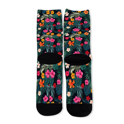 Tropical Flowers Hawaii Pattern Print Long Socks