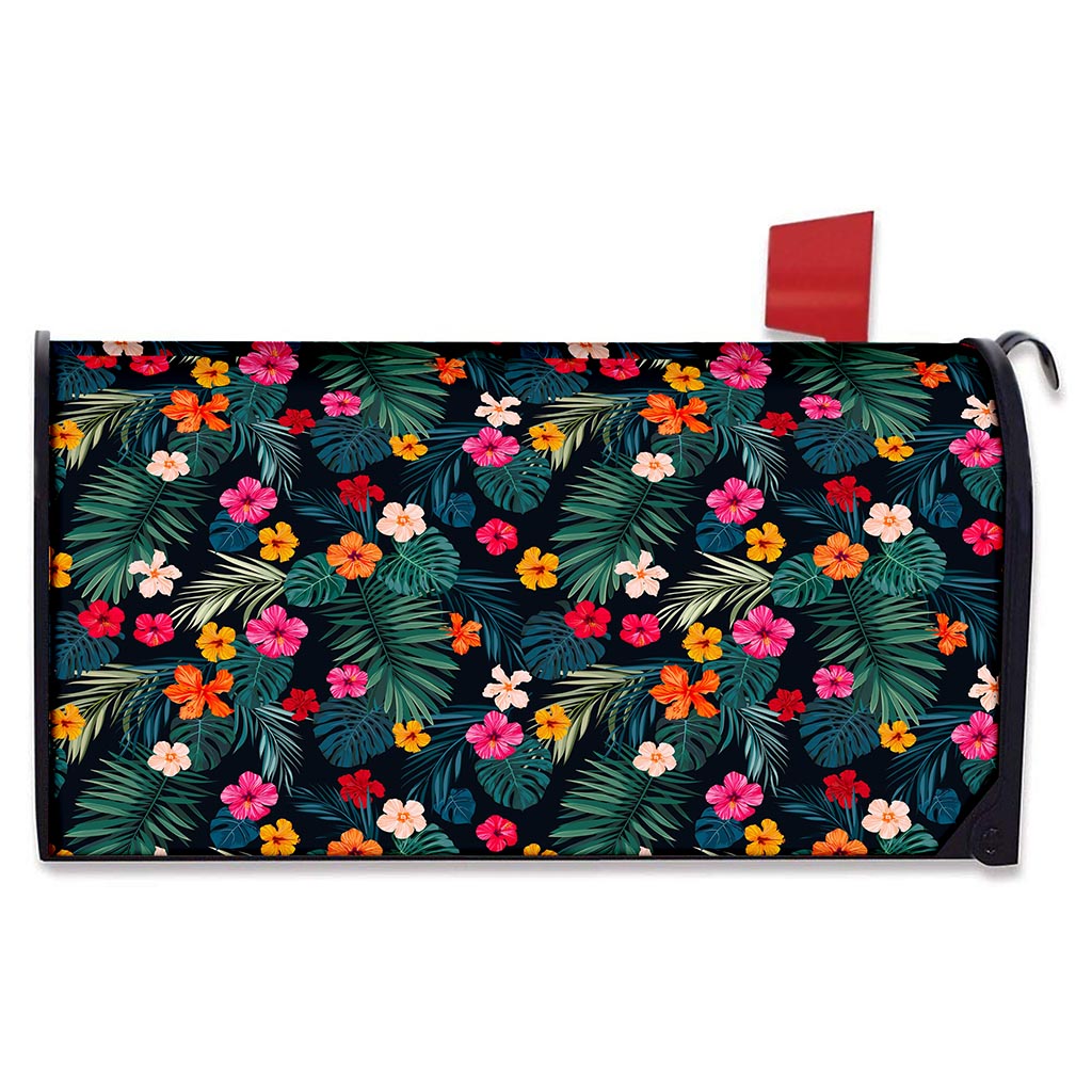 Tropical Flowers Hawaii Pattern Print Mailbox Cover