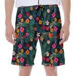 Tropical Flowers Hawaii Pattern Print Men's Beach Shorts