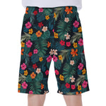 Tropical Flowers Hawaii Pattern Print Men's Beach Shorts