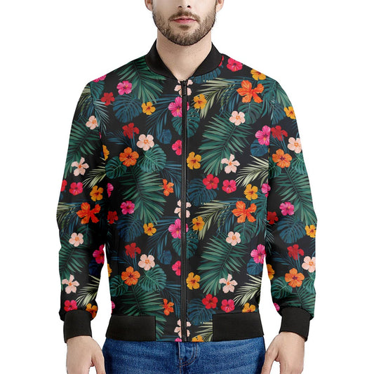 Tropical Flowers Hawaii Pattern Print Men's Bomber Jacket