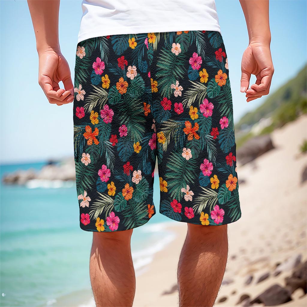 Tropical Flowers Hawaii Pattern Print Men's Cargo Shorts