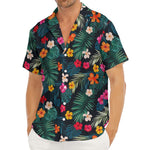 Tropical Flowers Hawaii Pattern Print Men's Deep V-Neck Shirt