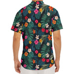 Tropical Flowers Hawaii Pattern Print Men's Deep V-Neck Shirt