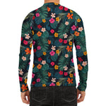 Tropical Flowers Hawaii Pattern Print Men's Long Sleeve Rash Guard