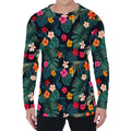 Tropical Flowers Hawaii Pattern Print Men's Long Sleeve T-Shirt