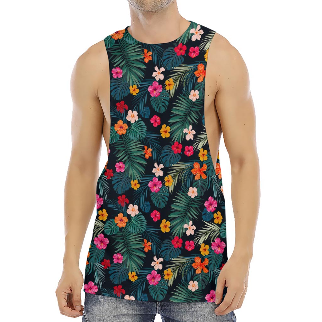 Tropical Flowers Hawaii Pattern Print Men's Muscle Tank Top