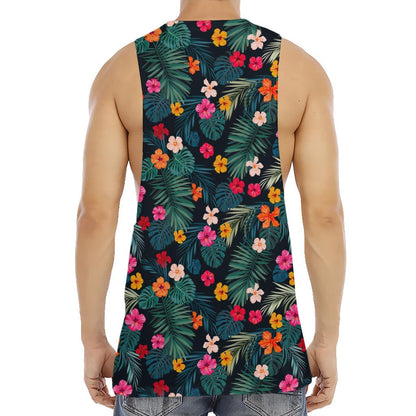 Tropical Flowers Hawaii Pattern Print Men's Muscle Tank Top