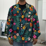 Tropical Flowers Hawaii Pattern Print Men's Shirt Jacket