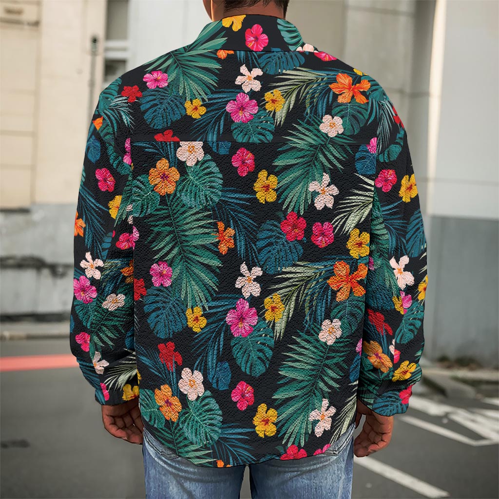 Tropical Flowers Hawaii Pattern Print Men's Shirt Jacket