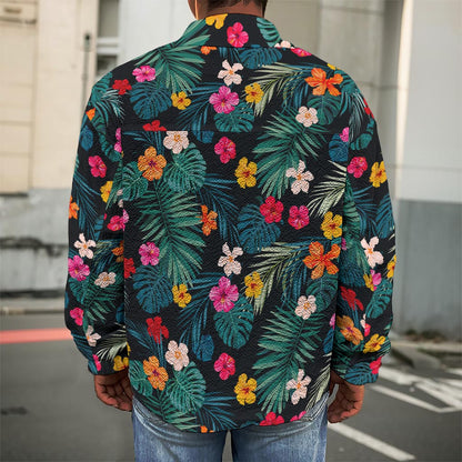 Tropical Flowers Hawaii Pattern Print Men's Shirt Jacket