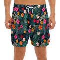 Tropical Flowers Hawaii Pattern Print Men's Split Running Shorts
