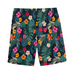 Tropical Flowers Hawaii Pattern Print Men's Sports Shorts