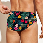 Tropical Flowers Hawaii Pattern Print Men's Swim Briefs