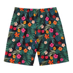 Tropical Flowers Hawaii Pattern Print Men's Swim Trunks