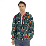 Tropical Flowers Hawaii Pattern Print Men's Velvet Pullover Hoodie