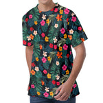 Tropical Flowers Hawaii Pattern Print Men's Velvet T-Shirt