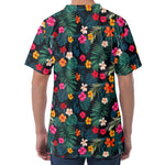 Tropical Flowers Hawaii Pattern Print Men's Velvet T-Shirt