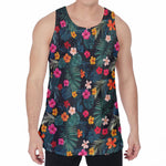 Tropical Flowers Hawaii Pattern Print Men's Velvet Tank Top