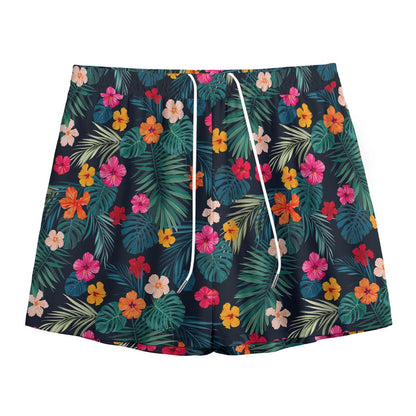 Tropical Flowers Hawaii Pattern Print Mesh Shorts