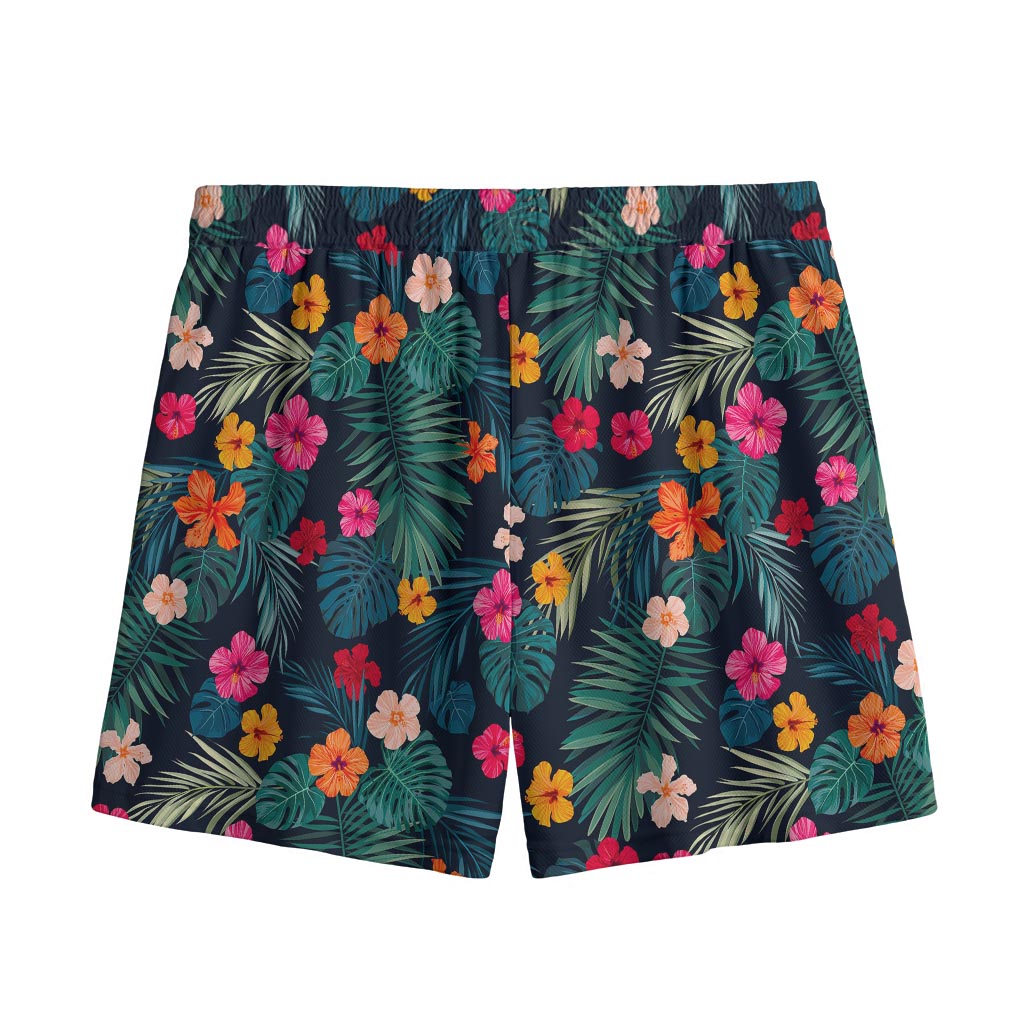Tropical Flowers Hawaii Pattern Print Mesh Shorts