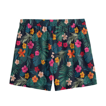 Tropical Flowers Hawaii Pattern Print Mesh Shorts