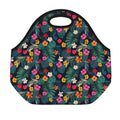 Tropical Flowers Hawaii Pattern Print Neoprene Lunch Bag