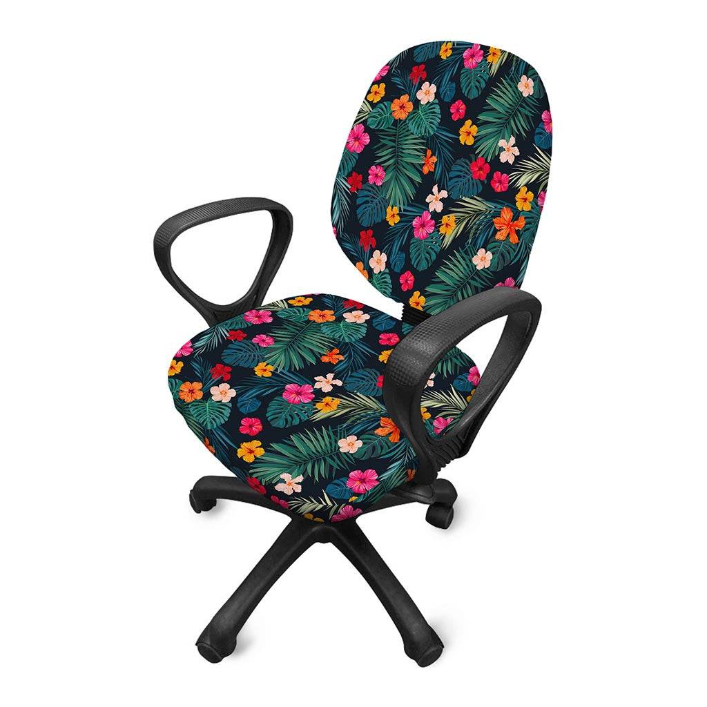 Tropical Flowers Hawaii Pattern Print Office Chair Cover