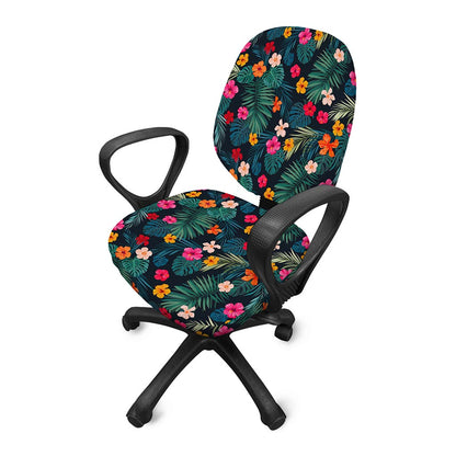 Tropical Flowers Hawaii Pattern Print Office Chair Cover