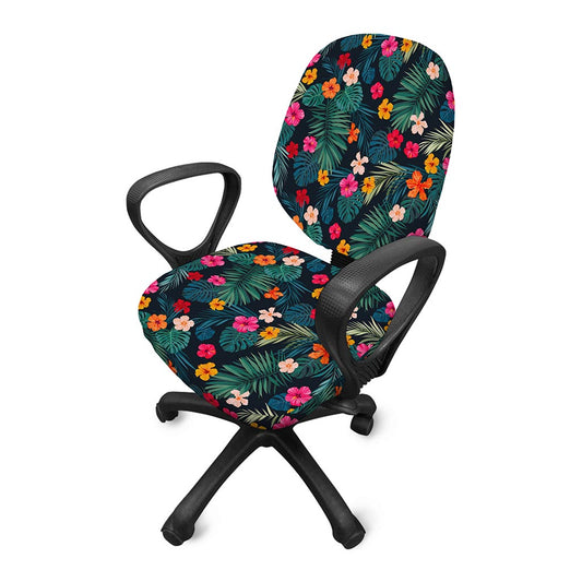 Tropical Flowers Hawaii Pattern Print Office Chair Cover