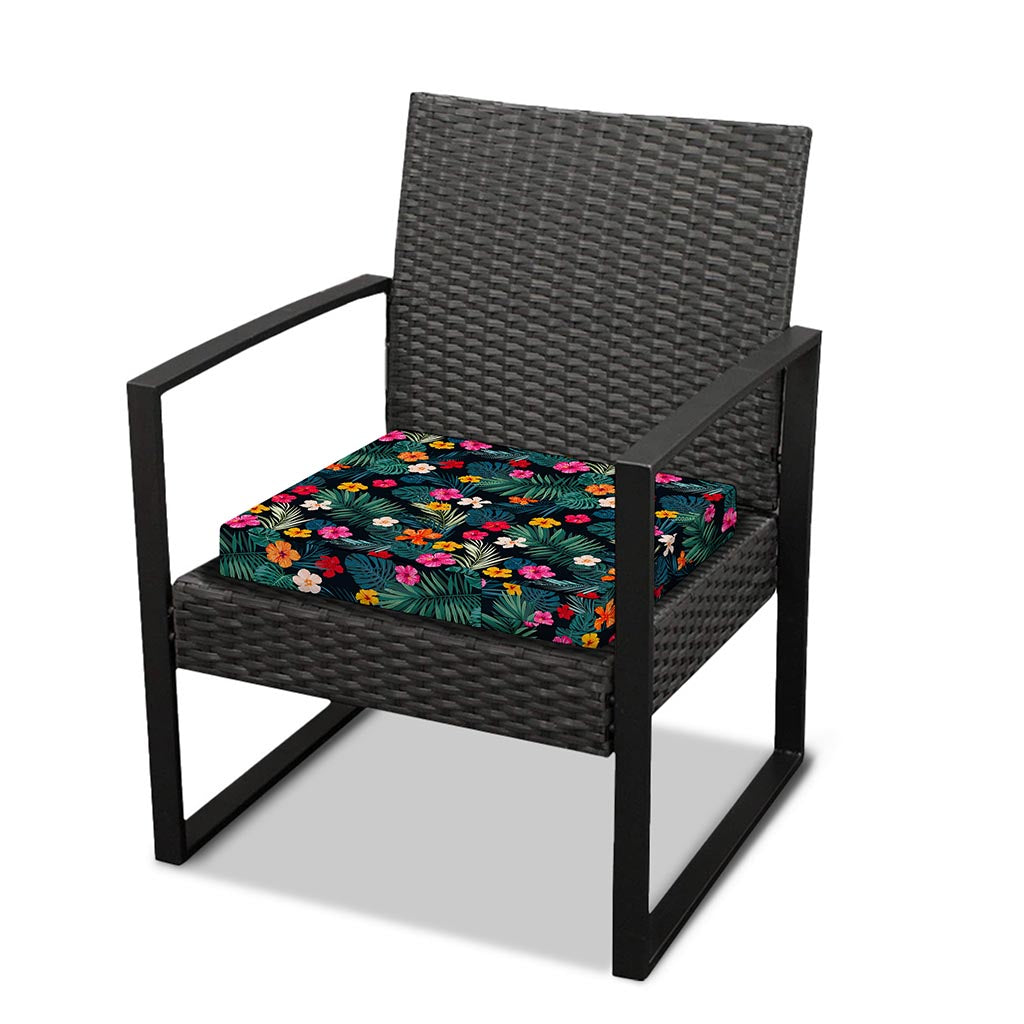 Tropical Flowers Hawaii Pattern Print Outdoor Seat Cushion Cover