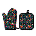 Tropical Flowers Hawaii Pattern Print Oven Mitt And Pot Holder Set